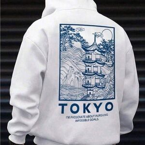 Hypemode Loose Fit Men's Slogan Graphic Drop Shoulder Thermal Hoodie